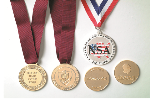 Custom designed medals with many ribbon design options.