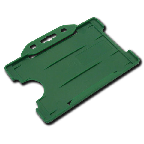 Green open faced rigid card holder - landscape