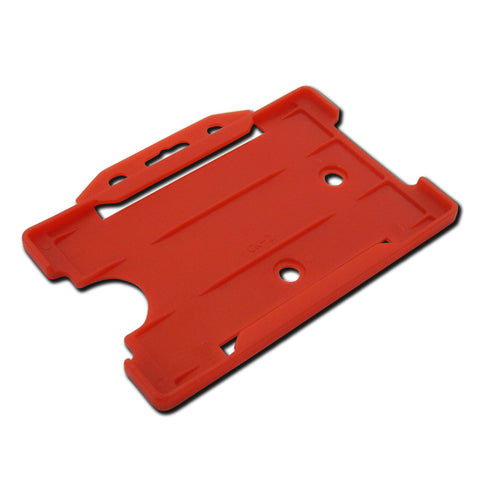 Red open faced rigid card holder - landscape